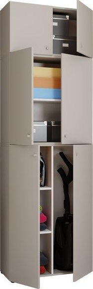 MID.YOU Mehrzweckschrank in grau, weiss , Lona Xxl , Kunststoff , 70x223x39 cm , melaminharzbeschichtet,Nachbildung , stehend , 000657007665