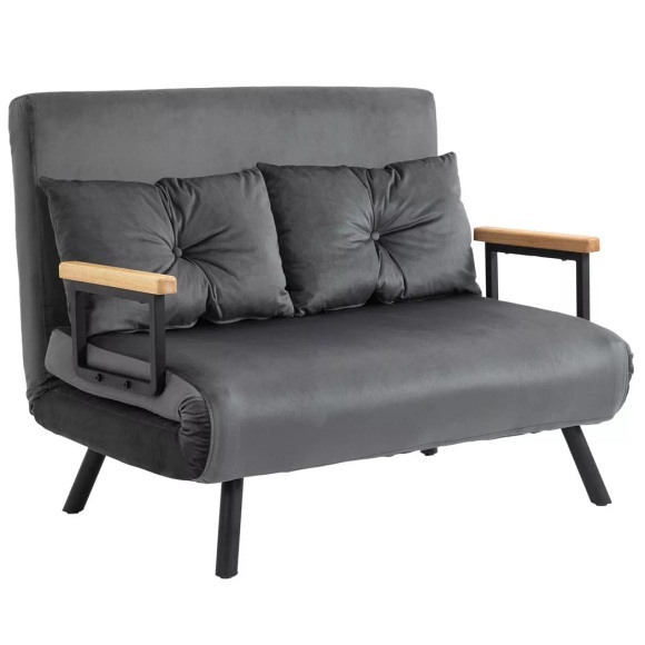 Northio - Schlafsofa Mit Bettkasten Couch Mit Schlaffunktion Schlafcouch Mit Samtoptik Rückenkissen Dunkelgrau 102 X 73 X 81 Cm, 102X191CM
