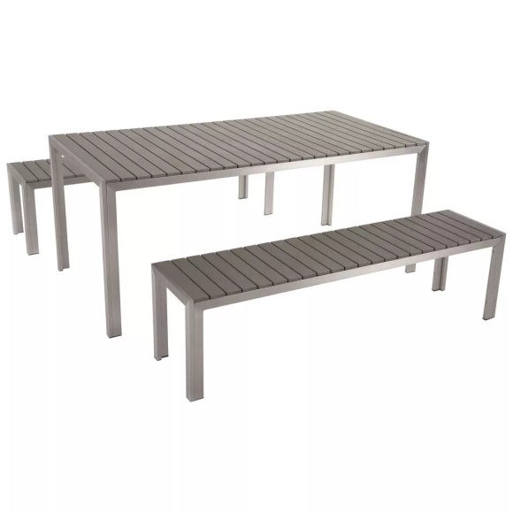 Gartenmöbel Set Polywood grau 8-Sitzer N