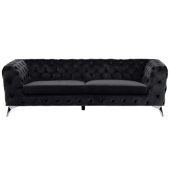 Beliani 3-Sitzer Sofa Samtstoff schwarz SOTRA