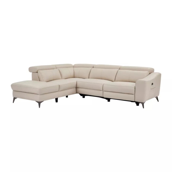 Ecksofa mit elektrischer Relaxfunktion - Ecke links - Leder - Cremefarben - FORLO Ecksofa mit elektrischer Relaxfunktion - Ecke links - Leder - Cremefarben - FORLO