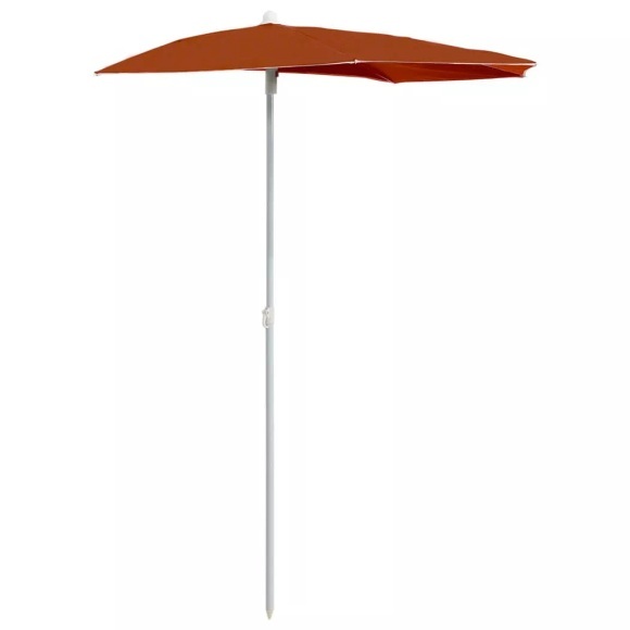 vidaXL Halb-Sonnenschirm mit Mast 180x90 cm Terracotta-Rot