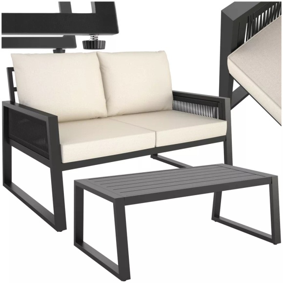Tectake - Gartenlounge-Set Captive im Rope-Design, 2P, Anthrazit