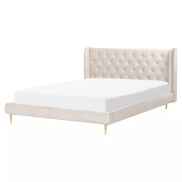 Bett mit Lattenrost aus Samtstoff Modern FORBACH Bett mit Lattenrost aus Samtstoff Modern FORBACH