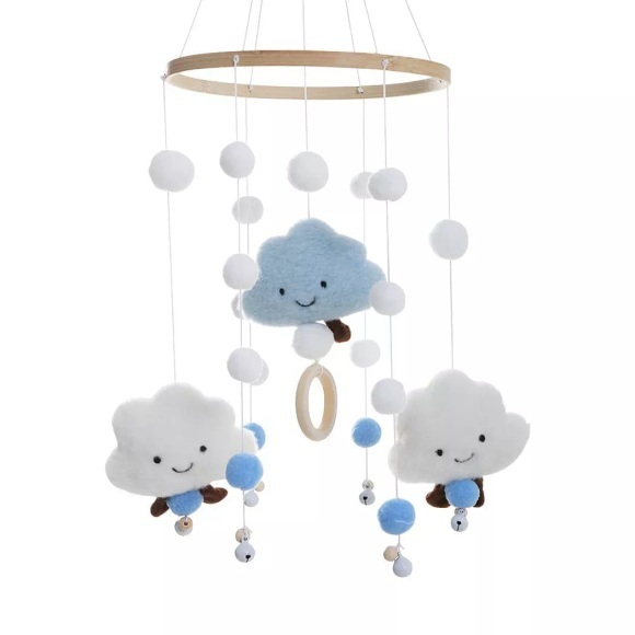 Activity-board - Baby-Mobile aus Holz für das Babybett, Windspiel die Kinderzimmerdekoration, One Size, Blau