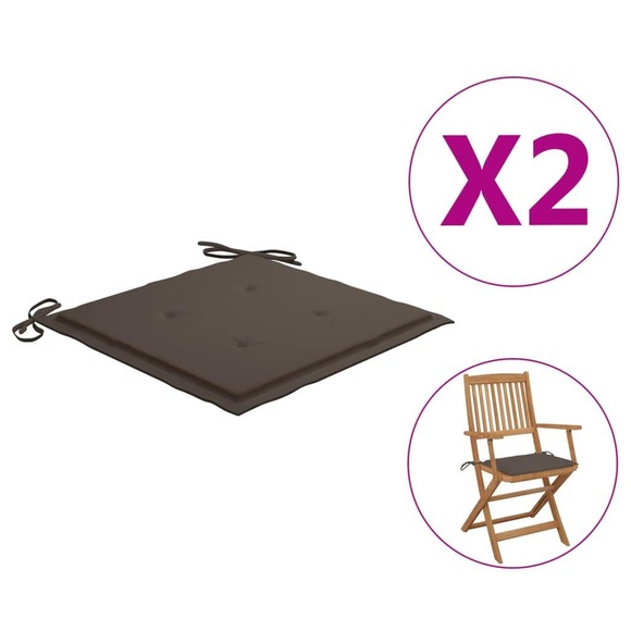 vidaXL Gartenstuhl-Sitzkissen 2 Stk. Taupe 40x40x4 cm Stoff