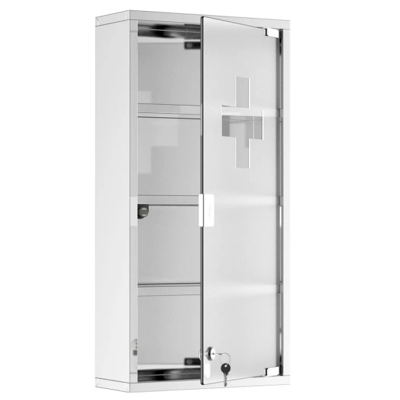 HOMCOM - Medizinschrank, One Size, Silber