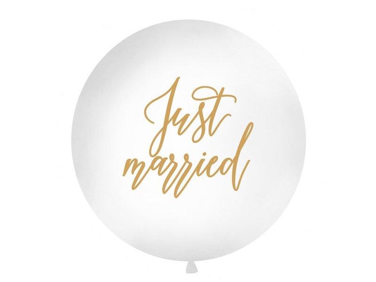 Partydeco Luftballon Just Married Ø 1 m, Weiss