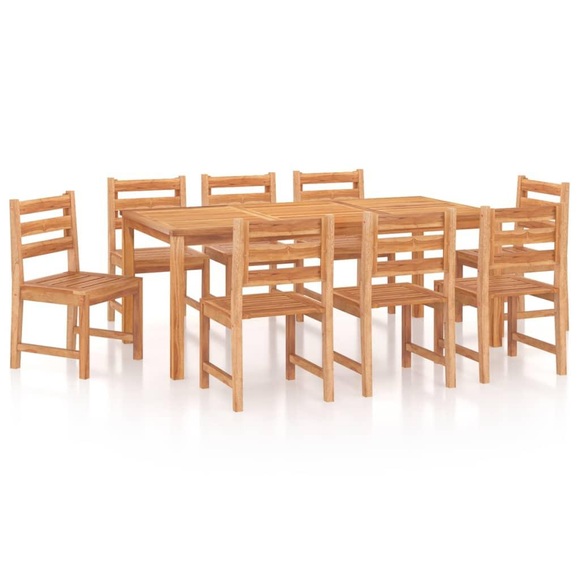 vidaXL 9-tlg. Garten-Essgruppe Massivholz Teak