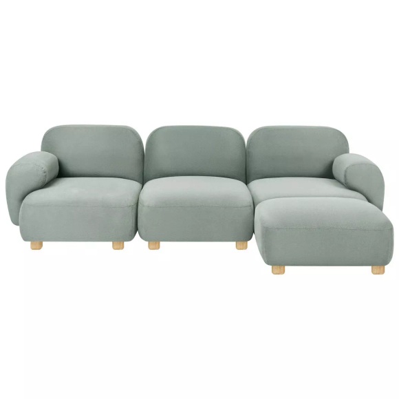 Beliani - 3-Sitzer Sofa mit Ottomane aus Stoff Modern AMLI, One Size, Grün Bedruckt