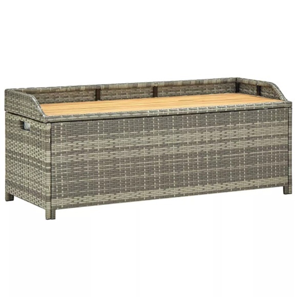 Gartenbank mit Stauraum 120 cm Poly Rattan Grau