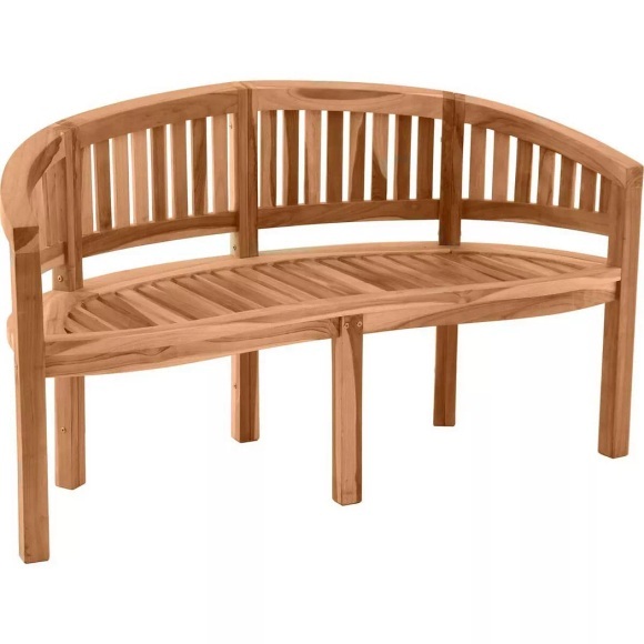 Mobilia - Gartensitzbank in Bananenform, 150 cm, Teak - natur