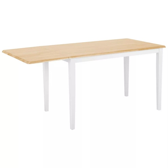 Beliani Esstisch Holz weiss 119 x 75 cm verlängerbar LOUISIANA