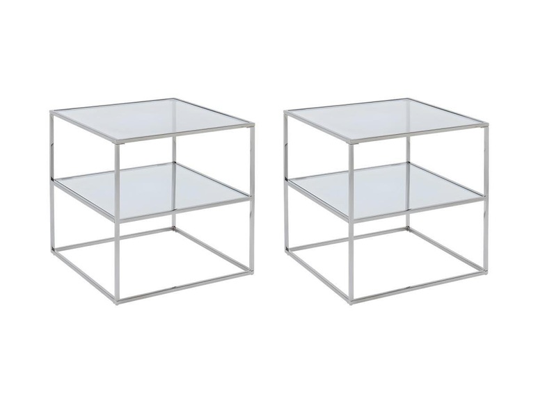 2er-set Nachttische Mit 1 Ablage - Glas & Stahl - Silberfarben - Kohana Unisex Transparent ONE SIZE