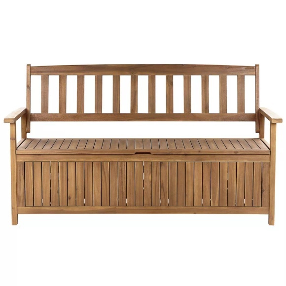 Beliani Gartenbank Akazienholz hellbraun 160 cm mit Stauraum SOVANA