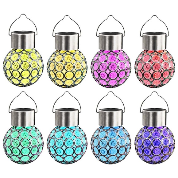 vidaXL Solarlampen 8 Stk. Hängend LED-Leuchtmittel RGB