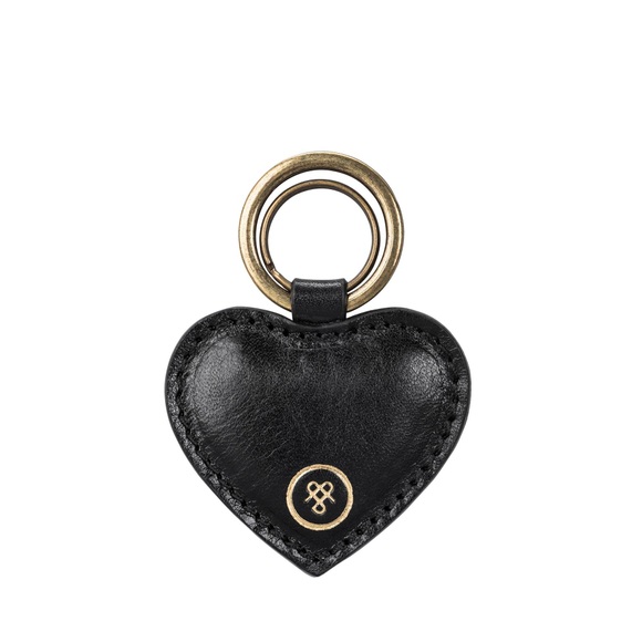 Maxwell Scott Mimi - Herzförmiger Leder Schlüsselanhänger in Schwarz