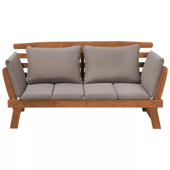 Beliani Gartensofa Holz hellbraun verstellbare Armlehnen PORTICI