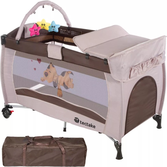 Kinderreisebett Hund Mit Wickelauflage Unisex Braun 75 CM