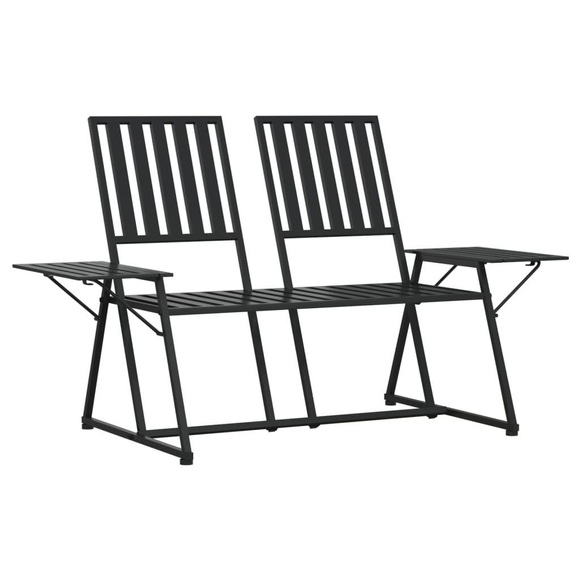 vidaXL 2-Sitzer-Gartenbank 165 cm Schwarz Stahl