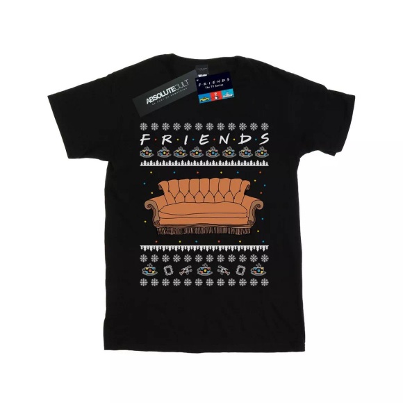 Fair Isle Couch Tshirt Damen Schwarz XXL