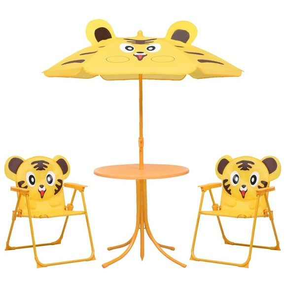 vidaXL 3-tlg. Garten-Bistro-Set für Kinder mit Sonnenschirm Gelb