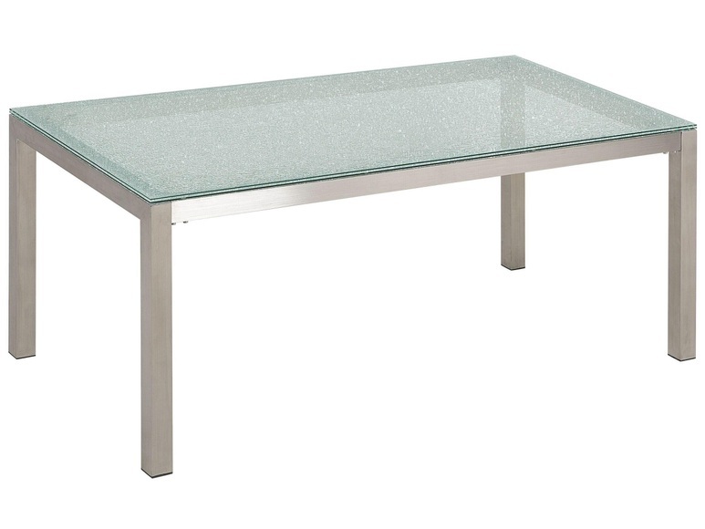 Beliani Gartentisch Crashglas 180 x 90 cm einteilige Tischplatte GROSSETO