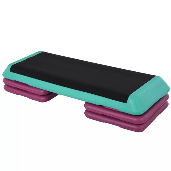 Northio - Steppbrett Aerobic Fitness Heimtrainer Stepper Höhenverstellbar 10Cm/15Cm/20Cm Pvc Pp Schwarz+Grün+Violett 110 X 40 X 20 Cm, One Size