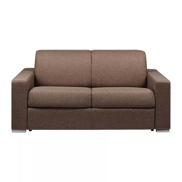 LINEA SOFA - Schlafsofa 2Sitzer Stoff CALITO Liegefläche Matratzen, One Size, Braun