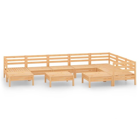 vidaXL 10-tlg. Garten-Lounge-Set Kiefer Massivholz