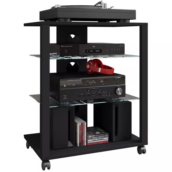MID.YOU Tv-rack , Folas , Schwarz , Holzwerkstoff , 60x70x41 cm , melaminharzbeschichtet,Nachbildung , Kabeldurchlass , 000657031603