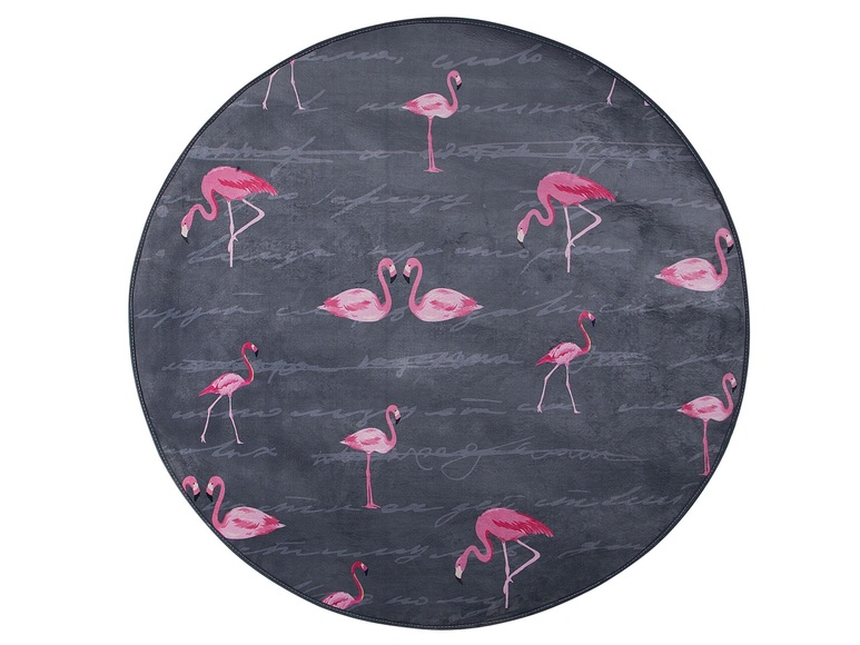 Beliani Teppich grau Flamingo-Muster ø 120 cm rund KERTE