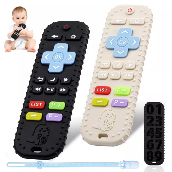 Activity-board - Baby Beißspielzeug, 3 Stück Baby-Fernbedienung Beißring, Silikon Beißhilfe Baby BPA-frei mit Baby, One Size, Multicolor