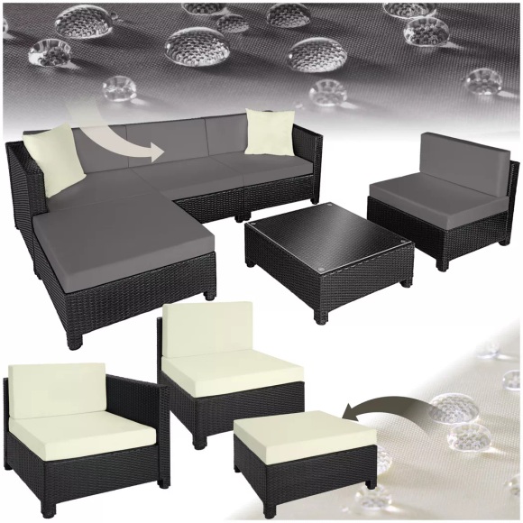 Rattan Lounge mit Aluminiumgestell inkl. Bezüge in 2 Farben Rattan Lounge mit Aluminiumgestell inkl. Bezüge in 2 Farben