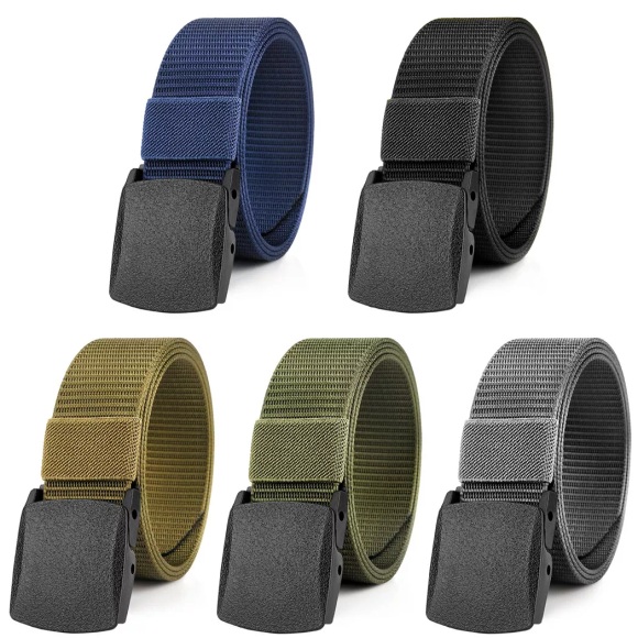Only-bags.store - 5-teiliger Arbeitsgürtel, Unisex-Gürtel, verstellbarer Nylongürtel aus Segeltuch, ohne Metallschnalle, für Damen, Multicolor, One Size