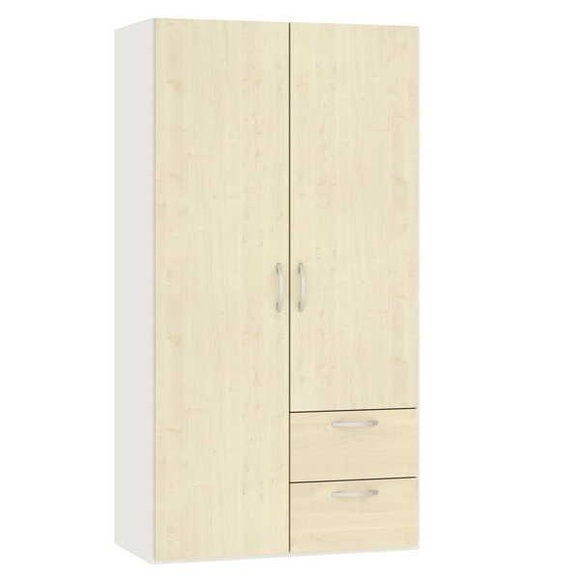 Drehtürenschrank Ahorndekor Cremeweiss mit Schubladen 101.9 x 195 Drehtürenschrank Ahorndekor Cremeweiss mit Schubladen 101.9 x 195