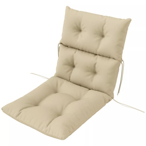 Northio - Sitzkissen, 115x56 cm Stuhlkissen mit Bindebänder, Rückenlehne, 10cm dick Polsterauflage, wasserabweisend Sitzpolster für Haus, Garten, Büro, Stühle, Beige, One Size