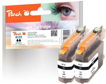 Peach Doppelpack Tintenpatronen schwarz kompatibel zu Brother LC-123