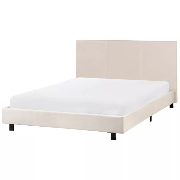 Beliani - Bett mit Lattenrost aus Stoff  ALBI, 140x200 cm, Perle