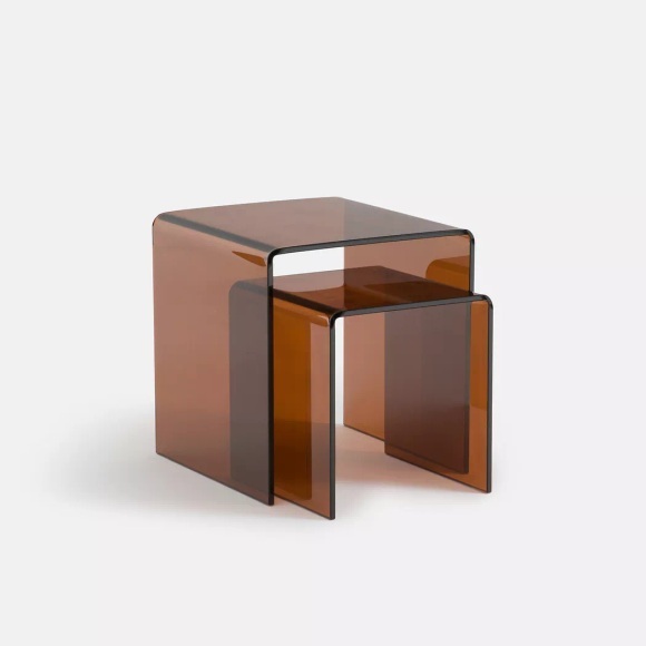 La Redoute Intérieurs - Set Joan mit 2 ausziehbaren Beistelltischen aus gehärtetem Glas, One Size, Orange