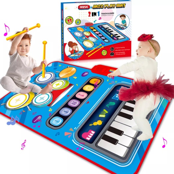 Activity-board - Babyspielzeug, 2 in 1 Musikmatte mit Trommelstöcken, Kinderspielzeug Klaviermatte Tanzmatte, One Size, Multicolor