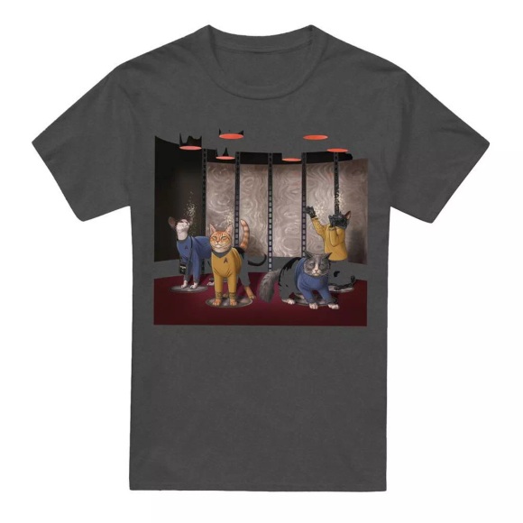 Star Trek - Beam Meow Up TShirt, für Damen, Charcoal Black, Größe XXL