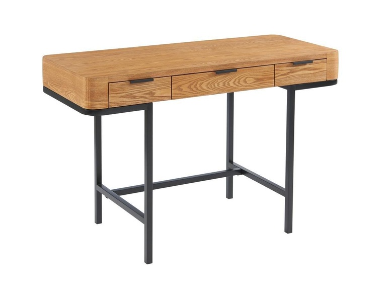 Schreibtisch mit 3 Schubladen - MDF & Metall - Holzfarben & Schwarz - LISELA Schreibtisch mit 3 Schubladen - MDF & Metall - Holzfarben & Schwarz - LISELA
