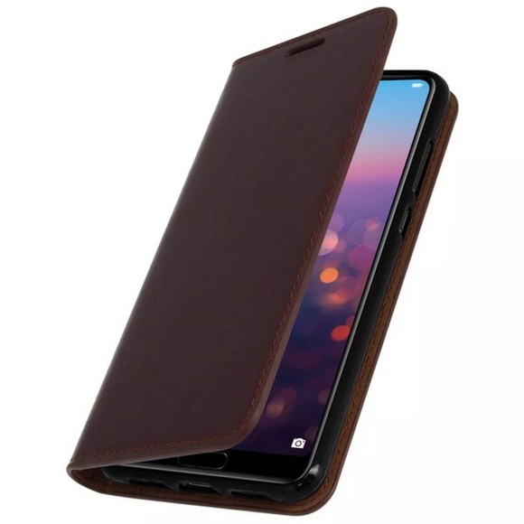 Avizar Tragetasche für Huawei P20 Pro - braun Leder Buch Geschäftsfall