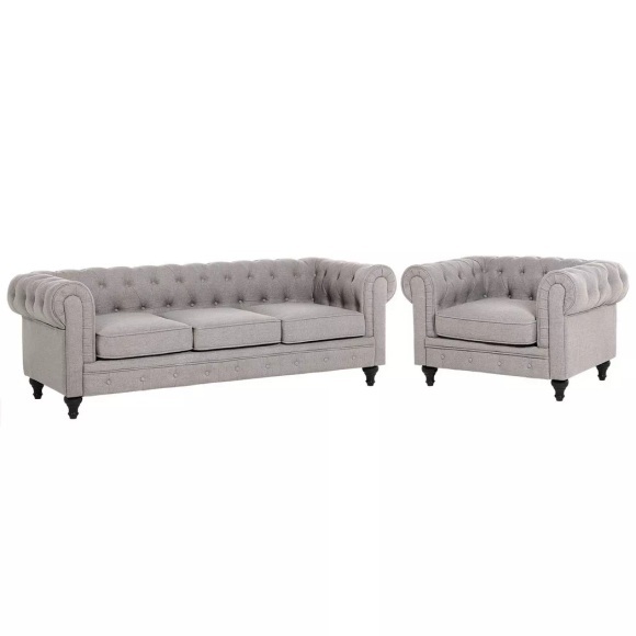 Wohnzimmer Set aus Polyester Modern CHESTERFIELD Wohnzimmer Set aus Polyester Modern CHESTERFIELD