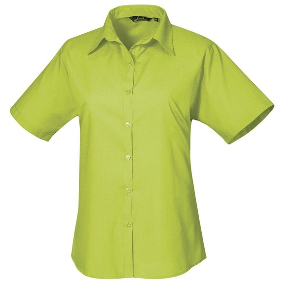 Kurzarm Popeline Bluse Arbeitshemd Damen Limone 44