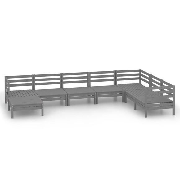 vidaXL 8-tlg. Garten-Lounge-Set Massivholz Kiefer Grau