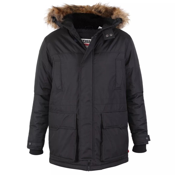 Lovett Parka Mit Kunstfellbesatz Herren Schwarz 3XL