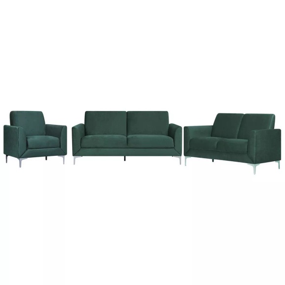 Beliani Sofa Set Samtstoff grün 6-Sitzer FENES