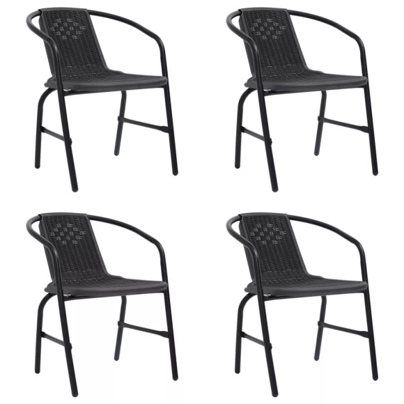 vidaXL Gartenstühle 4 Stk. Kunststoff Rattan-Optik und Stahl 110 kg